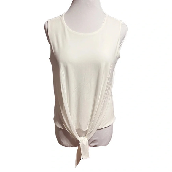 Calvin Klein Tops - Calvin Klein Tie Waist Sleeveless Ivory Shell